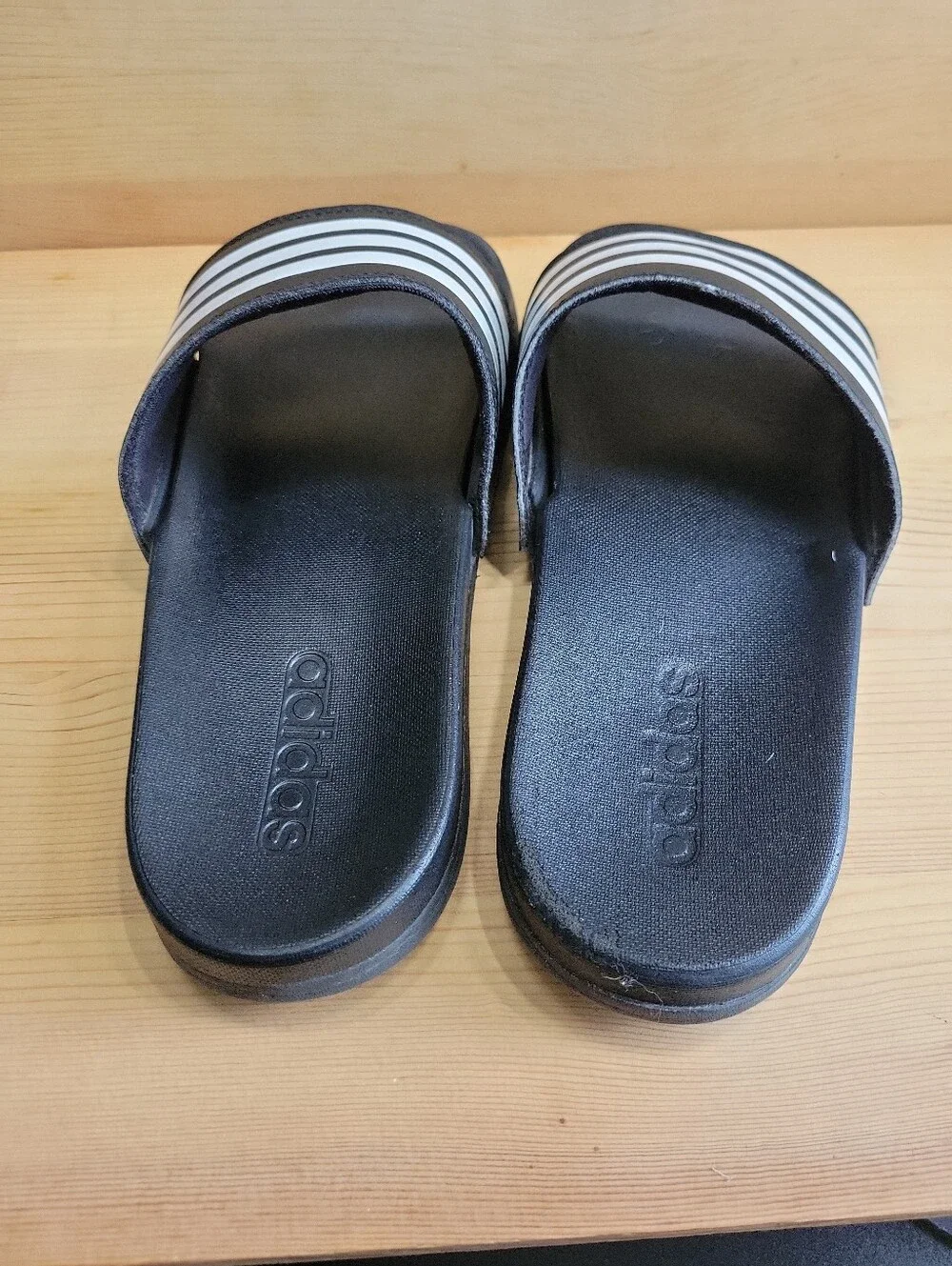 Adidas Sandals Mens 7 Adilette Slides Black Open Toe Comfort Slip On